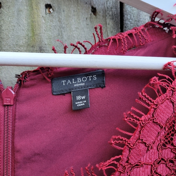 Talbots Paisley Lace Sheath Dress Cocktail Wine Red Burgundy 18W - Picture 5 of 7